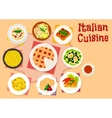 italian cuisine lunch with dessert pie icon vector image