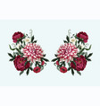 bouquets with dahlia peonies and wild flowers vector image