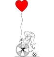 wedding couple on a bicycle drawing vector image