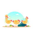 cartoon flat chicken funny set vector image