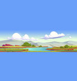 summer landscape of valley with river green grass vector image