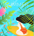tropical paradise relaxing female sitting vector image