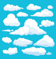 fluffy cartoon clouds shine sky weather vector image