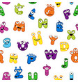 seamless pattern with monster alphabet font vector image