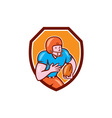 american football receiver running ball shield vector image