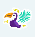 cute toucan and jungle tropical palm leaf summer vector image