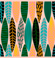 tribal seamless pattern with abstract leaves hand vector image