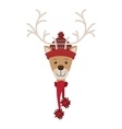 reindeer head with christmas woolen hat and scarf vector image