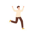 young beautiful man in fashionable clothes jumping vector image