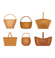 wicker basket handcraft decorative picnic vector image vector image