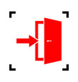 door exit sign red icon inside black vector image