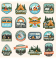 set camp and kayak club badges concept vector image vector image