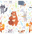 animal musicians seamless pattern funny animals vector image