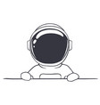 astronaut peeps out from the barrier vector image vector image