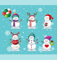 set of different snowman in christmas theme vector image