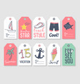 summer beach vacation tags collection vector image