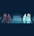 good or bad angel and devil cartoon banner spirit vector image