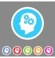 head think idea gear icon flat web sign symbol vector image