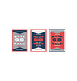 set baseball card design in retro style vector image