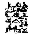 silhouette mother with badoing yoga vector image vector image