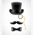 vintage silhouette of top hat mustaches monocle vector image