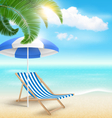 beach with palm clouds sun umbrella vector image