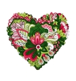 doodle summer flowers in heart shape vector image vector image
