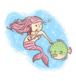 mermaids and pufferfish vector image vector image