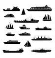 ships and boats set black white vector image