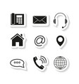 contacts set sticker icons vector image