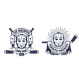 hockey emblem with retro goalie mask vector image