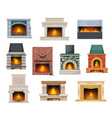 modern and classic open hearth fireplaces vector image vector image