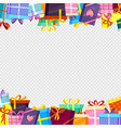 frame with gifts colored greetings packages vector image vector image