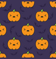 seamless halloween pattern with scared kawaii vector image vector image