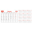 calendar planner 2019 template vector image