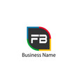 initial letter fb logo template design vector image