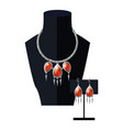 jewelry set necklace precious red stones on black vector image vector image