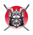 samurai mask crossed katanas vector image vector image