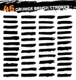 set of black different grunge brush strokes vector image