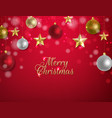xmas postcard with golden stars and red background vector image vector image