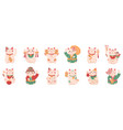 japanese lucky cats set cute maneki neko from vector image