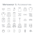 men fashion clothes accessories flat line icons vector image