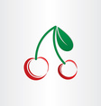 stylized cherries symbol with leafs vector image