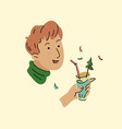 a young man is going to celebrate the new year vector image vector image