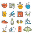 fitness and gym icons set on white background vector image