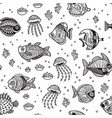 underwater life seamless pattern with ink fishes vector image vector image