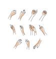 linear woman s hand collection sketch vector image vector image