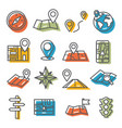 location and map icons set on white background vector image