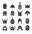 warrior helmets set icons on white background vector image