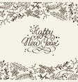 black and white new year holiday doodle with set vector image